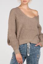  Draped Shoulder Sweater