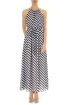  Diagonal Striped Georgette-dress