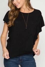 Ruffle-sleeve Lace-up Top