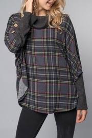  Plaid Cowl-neck Poncho