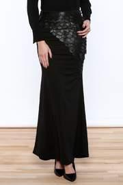  Leatherette Trim Maxi Skirt