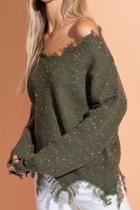  Destructed V-neck Sweater
