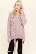  Lace-up Cable Sweater