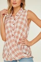  Checked Overlap Blouse