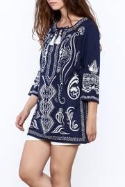  Navy Embroidered Tunic Top