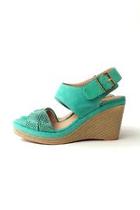  Green Leather Wedges