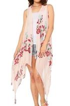  Floral Embroidered Tassel-vest