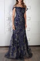 Embroidered Evening Gown