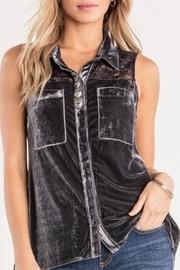  Charcoal-lace & Velvet Detailed-top
