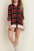  Plaid Lace Tunic