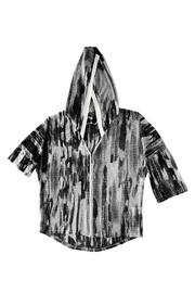  Woven 3/4 Sleeve Zip Hoodie
