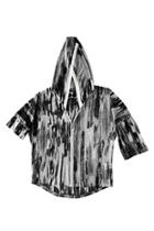  Woven 3/4 Sleeve Zip Hoodie