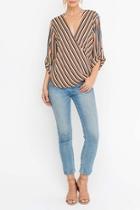  Striped Wrap Style Top