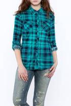  Blue Plaid Tunic Top