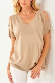  Metallic Cold-shoulder Top