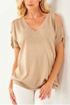  Metallic Cold-shoulder Top