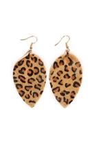  Teardrop-pinched-leopard Leather Earrings