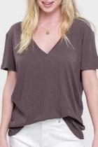  Brown V-neck Top