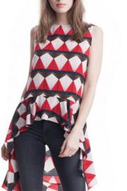  Red Geometric Tunic