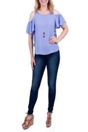  Periwinkle Cold Shoulder Top