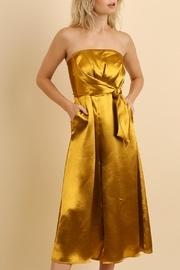 Strapless Metallic Jumpsuit