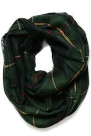 Look By M Green Plaid Scarf