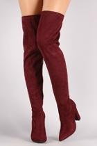  Burgundy Over-the-knee Boots