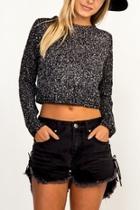  Speckle Cropped Sweater
