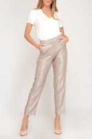  Metallic Pleated Pants