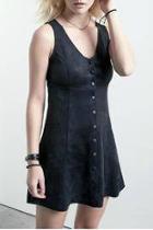 Button Suede Dress