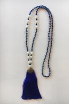  Crystal Beads & Pearls Tassel Necklace
