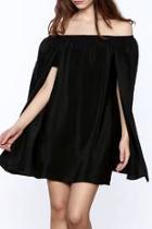  Black Silk Cape Dress