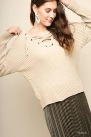  Lace-up Chenille Sweater