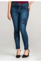  Embroidered Bling Skinny-jeans