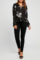  Yolanda Floral Half Button Down Blouse