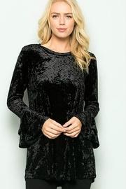  Velvet Double-ruffle-sleeve Top