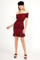  Red Leopard Dress