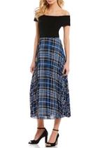  Velvet-bodice Plaid Skirt