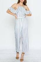  Striped Ruffle Jumpsuit