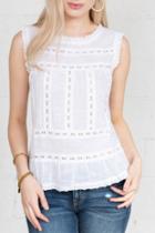  Sleeveless White Top With Eyelet Details