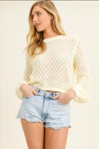  Bubble Sleeve Knit Cropped Sweater