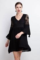  Lace Bell Sleeve-dress