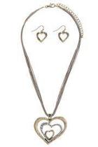  Etched Heart Necklace Set