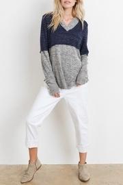  Stripe Velvet Tie Front Top