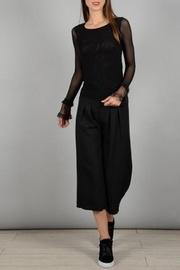  Lace-cuff Mesh Top