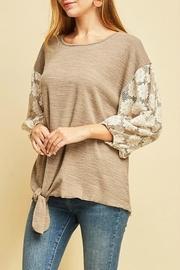  Embroidered Tie-front Top