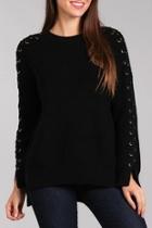  Lace-up Sleeve Sweater
