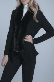  Ribbed Cardi W Faux Fur Collar