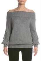 Pearl Off-shoulder Sweater