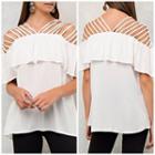  Strappy Off The Shoulder Ruffle Top